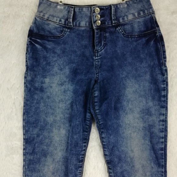 Lovesick Womens Jeans Super Skinny Blue Denim Acid Wash Mid Rise Juniors 7 - Picture 3 of 15
